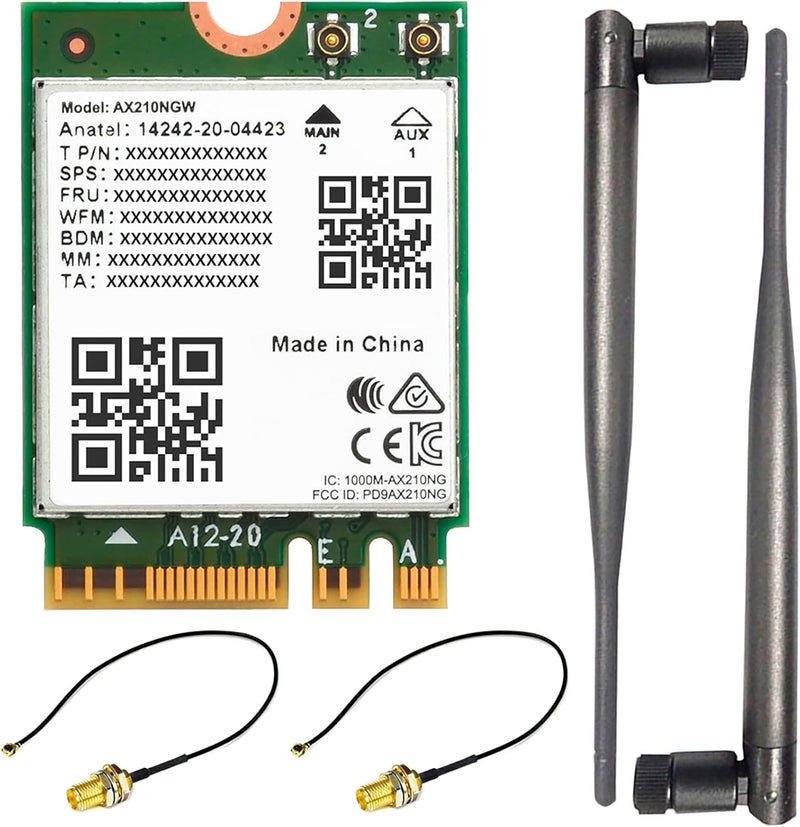 Waveshare Wireless AX210 NIC, Gigabit Tri-Band Wi-Fi 6E, 802.11AX Standard, Bluetooth 5.2, AX210 NGW WiFi Card, MU-MIMO NGFF (M.2 A/E Key) Interface,Support Linux, Windows 10/8.1/8/7 - Image 1